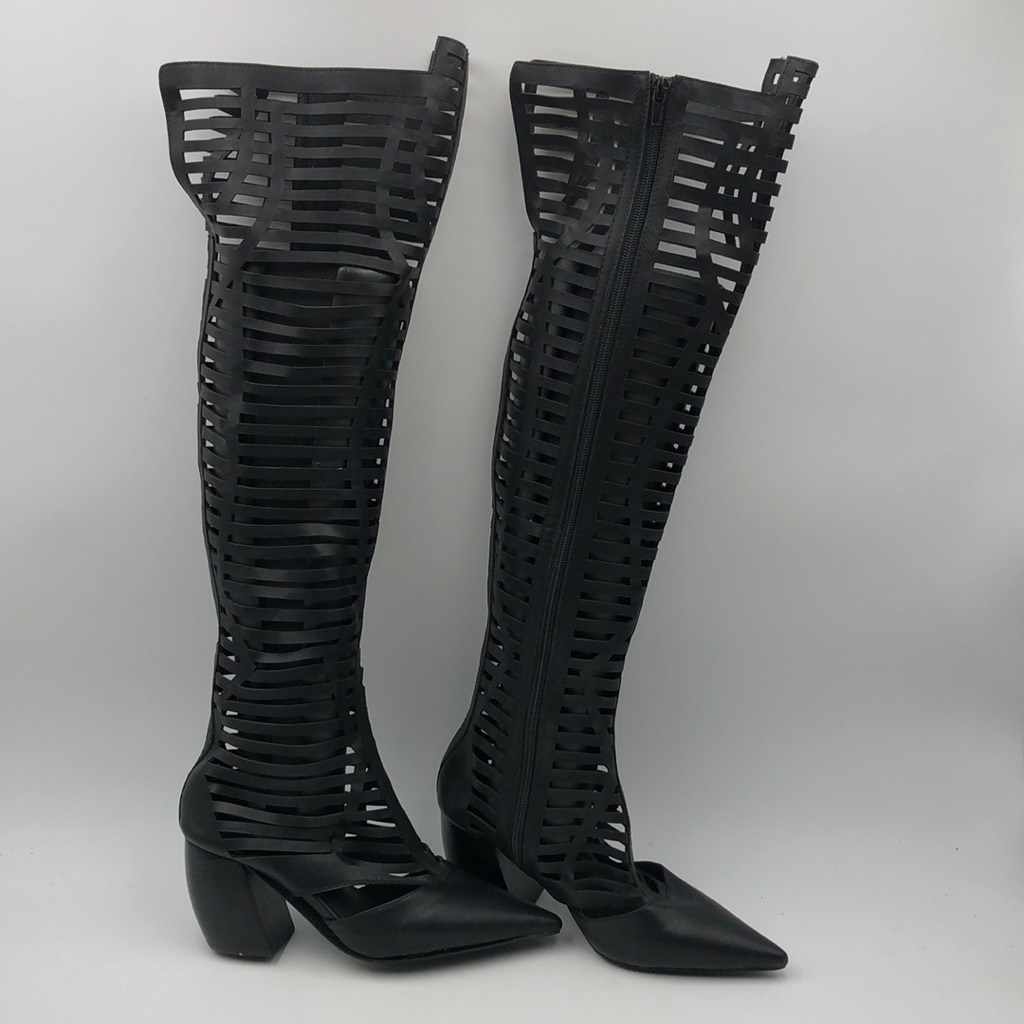 Jeffrey Campbell Laser Cutout Caged Over Knee Boots